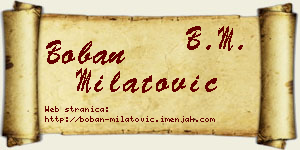 Boban Milatović vizit kartica